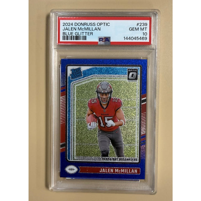2024 Panini Donruss Optic Jalen McMillan #239 Blue Glitter RC PSA 10