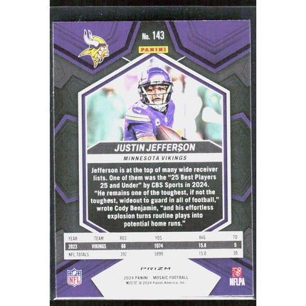 Justin Jefferson 2024 Panini Mosaic #143 Minnesota Vikings