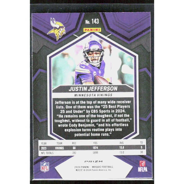Justin Jefferson 2024 Panini Mosaic #143 Minnesota Vikings