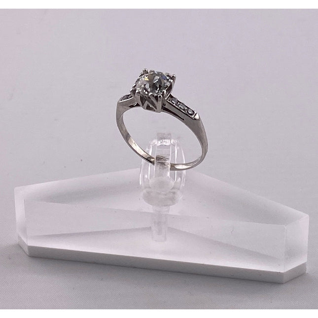 Platinum 1.42 ct Old Euro Cut Round Diamond Ring SI1 I/J