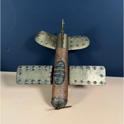 Handmade Wooden and Metal Airplane Desk Model Decorative Aircraft
