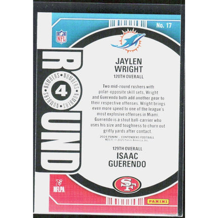 Isaac Guerendo / Jaylen Wright 2024 Panini Contenders Round Numbers #17