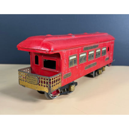 Ives 142 Pullman Observation Car 10" Vintage Tin Train Car