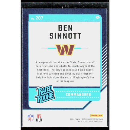 2024 Donruss Optic Stars #207 Ben Sinnott Washington Commanders