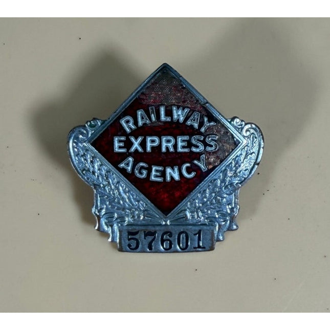 Vintage Railway Express Agency Badge Pin Bastian Brothers #57601 2"
