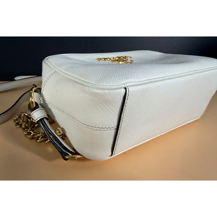 Prada White Vitello Crossbody Camera Bag IBH149 w/ Dust Bag MSRP $1500