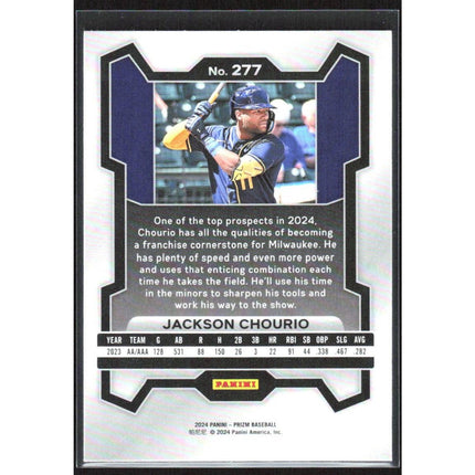 Jackson Chourio 2024 Panini Prizm #277 RC Milwaukee Brewers