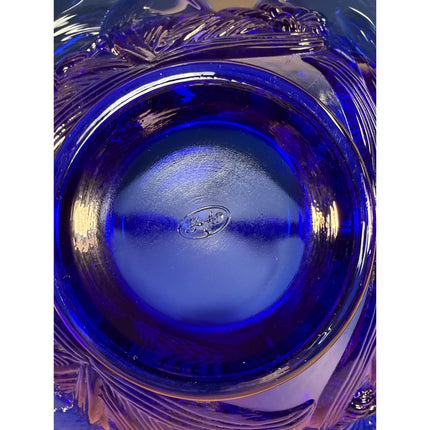 Fenton Cobalt Blue Glass Basket Vintage Art Glass