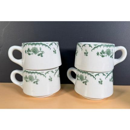 Shenango China Chardon Rose Green Rim Restaurant Ware Plates & Mugs 17 Pc Set
