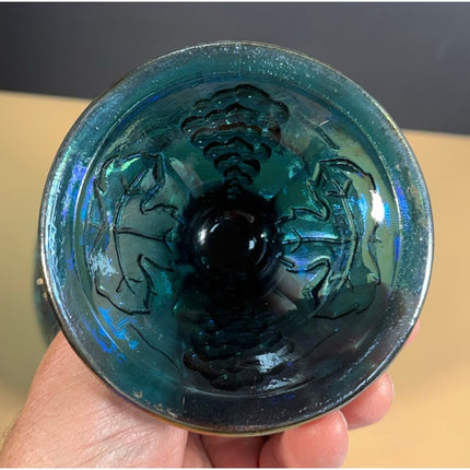 Indiana Carnival Glass Iridescent Harvest Grape 10" Footed Candy Dish