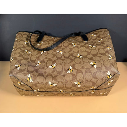 Coach City Tote Bee Signature Canvas Handbag A2296-C8590 Black Brown