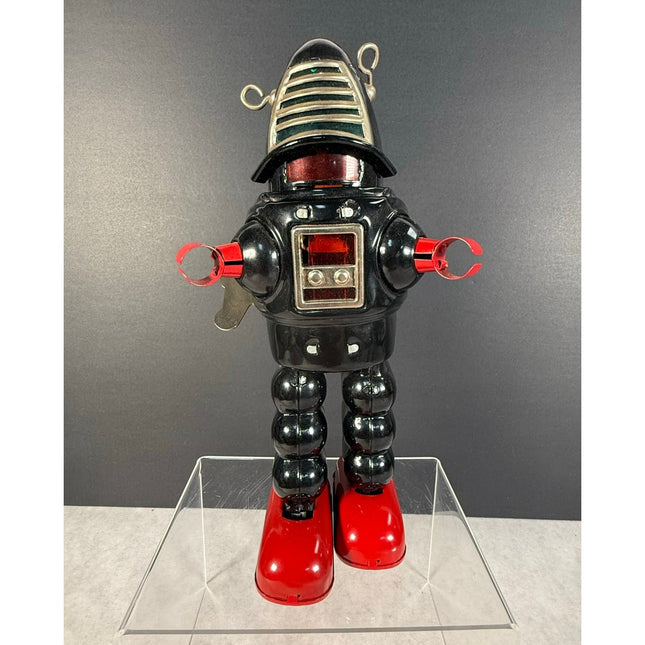 Tin Toys Planet Robot Black Wind-Up Schylling HAHA Toys — Working!