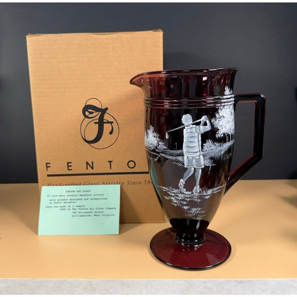 Fenton 2008 Amethyst Mary Gregory Golf Vase Hand Painted Sample OOAK