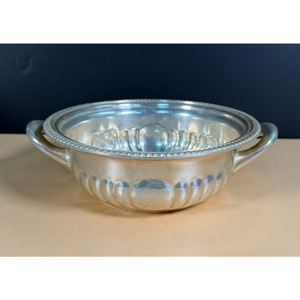 USN International Silver Soldered Serving Bowl 9" Vintage