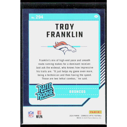 2024 Donruss Optic Troy Franklin #294 RC Broncos