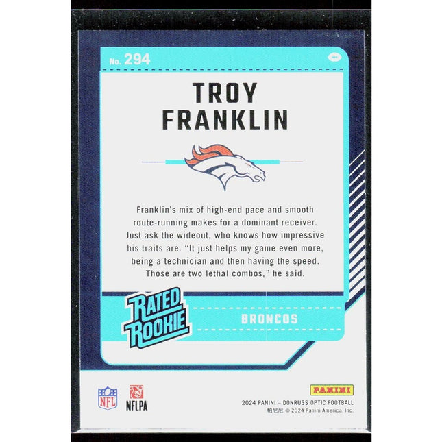 2024 Donruss Optic Troy Franklin #294 RC Broncos