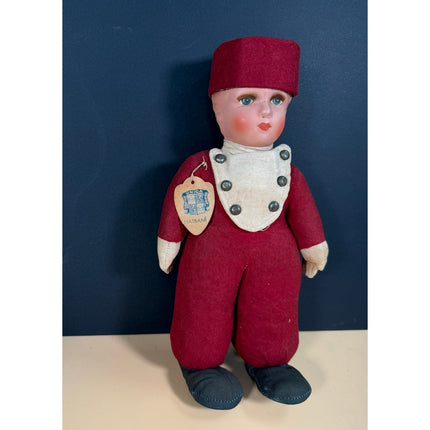 Vintage Unica Belgium Hassan Composition Doll 12" Tagged 1940s-1950s