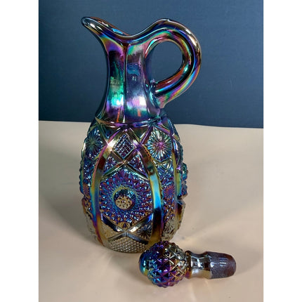 Imperial Glass Purple Iridescent Carnival Glass Cruet Pitcher 7"