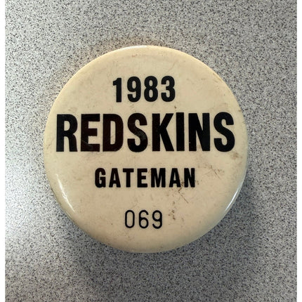 Washington Redskins 1983 Gateman Badge 2" Vintage Football Collectible
