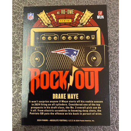2024 Panini Absolute RC Drake Maye Rock Out #RO-DME Patriots