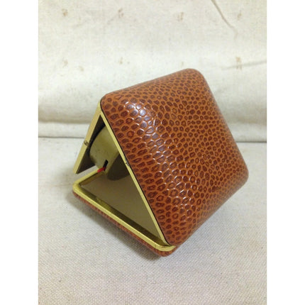 Vintage Westclox Travel Alarm Clock – Glow Hands, Working, Orange/Brown Case