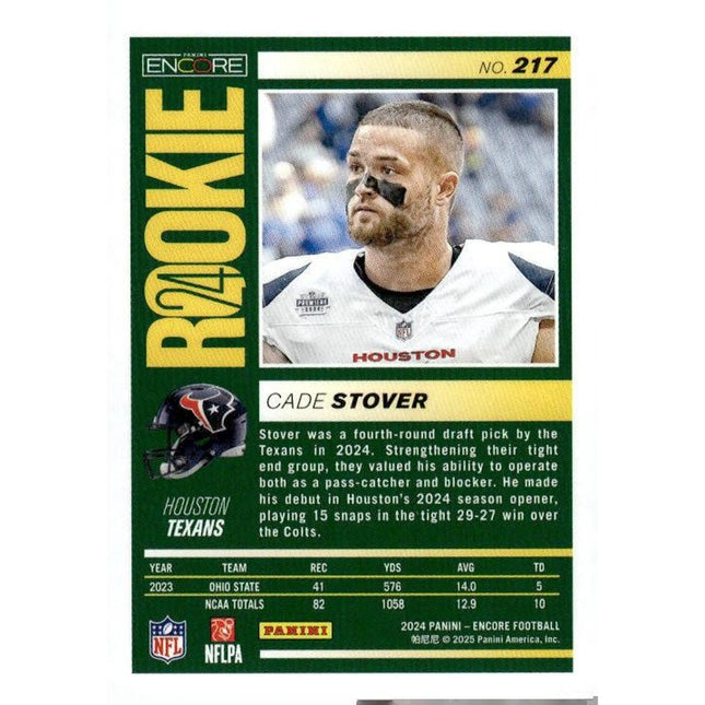 Cade Stover 2024 Panini Encore #217 RC Houston Texans