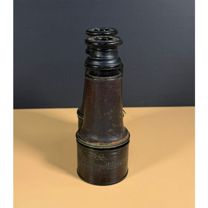 Vintage Jumelle Marine Military Binoculars France Leather Case