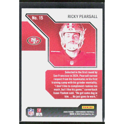 Ricky Pearsall 2024 Panini Contenders Draft Class Contenders #15 SF 49ers