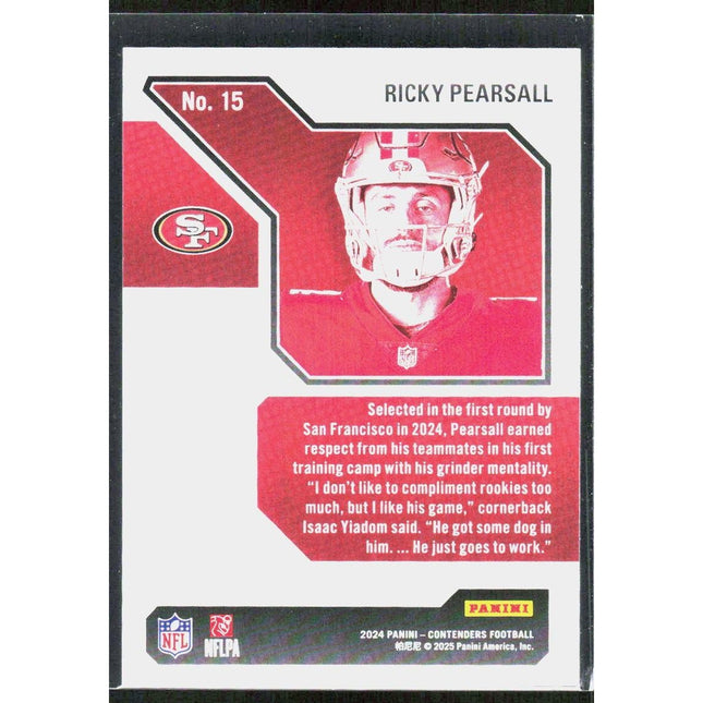Ricky Pearsall 2024 Panini Contenders Draft Class Contenders #15 SF 49ers