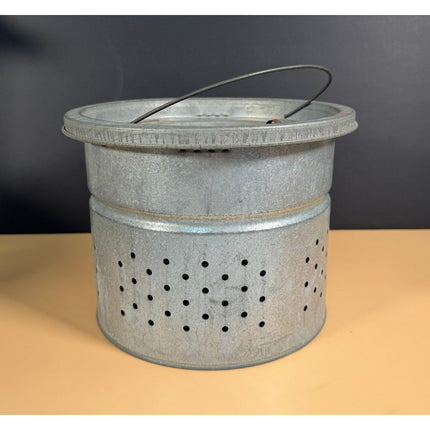 Old Pal Woodstream Vintage Minnow Bucket w/ Liner Galvanized Fishing Bait Pail