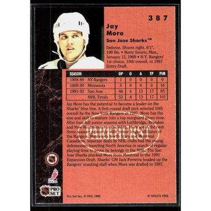 Jay More 1991-92 Parkhurst #387 RC San Jose Sharks