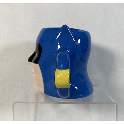 Batman Ceramic Molded Blue Mug — Marked "Bruce" on Base