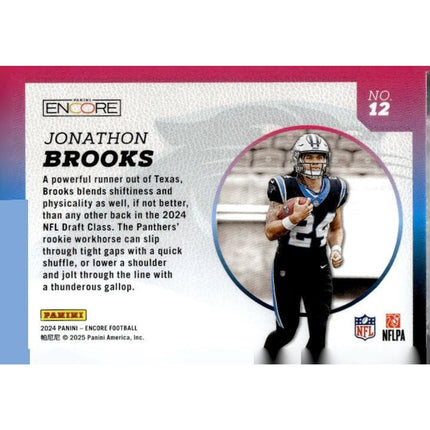 Jonathon Brooks 2024 Panini Encore Rookie Aurora #12 Carolina Panthers