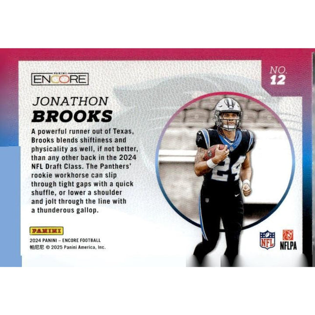 Jonathon Brooks 2024 Panini Encore Rookie Aurora #12 Carolina Panthers