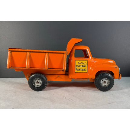 Buddy L Dump Highway Maintenance Truck – Orange Metal Toy