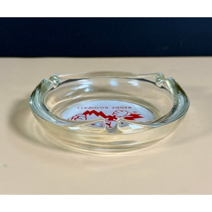 Vintage Reddy Kilowatt Glass Round Ashtray 4.5" Advertising Collectible
