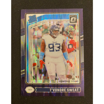 T’Vondre Sweat 2024 Donruss Optic #295 RC Rated Rookie Purple Shock Titans