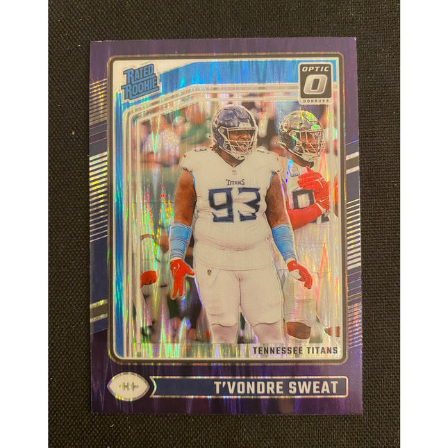 T’Vondre Sweat 2024 Donruss Optic #295 RC Rated Rookie Purple Shock Titans