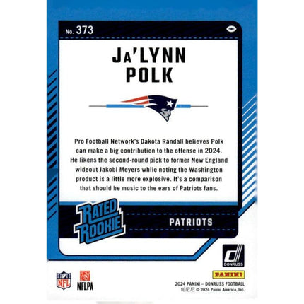 Ja'Lynn Polk 2024 Donruss #373 RC New England Patriots
