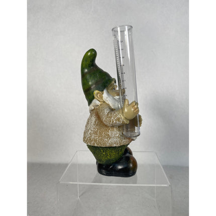 Gnome Rain Gauge Statue – Garden Sculpture Outdoor Yard Decor