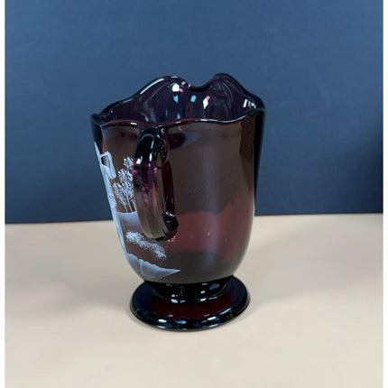 Fenton 2007 Aubergine Mary Gregory Fore Golf Pitcher Hand Painted Original Box