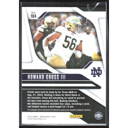 Howard Cross III 2025 Panini Prizm Draft Picks #104 Notre Dame Fighting Irish