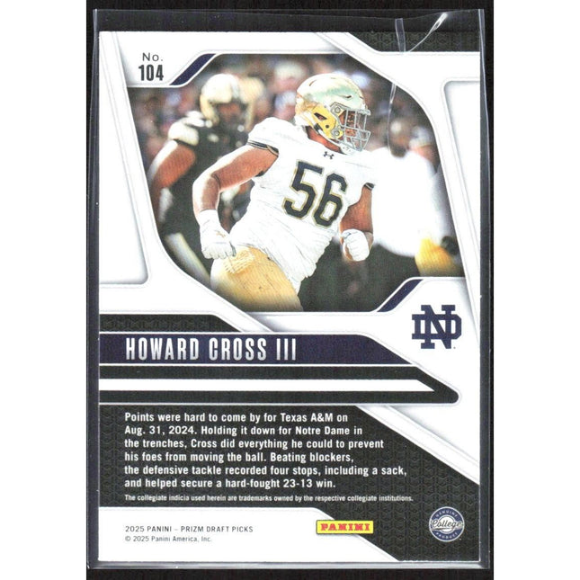 Howard Cross III 2025 Panini Prizm Draft Picks #104 Notre Dame Fighting Irish