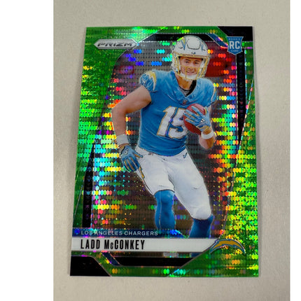 2024 Panini Prizm Ladd McConkey RC #365 Neon Green Pulsar Rookie Insert Chargers