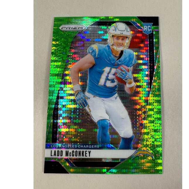 2024 Panini Prizm Ladd McConkey RC #365 Neon Green Pulsar Rookie Insert Chargers