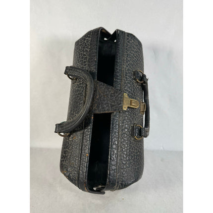 Vintage Lilly Black Pebbled Leather Doctor Bag Medical Travel Bag 13" Monogram