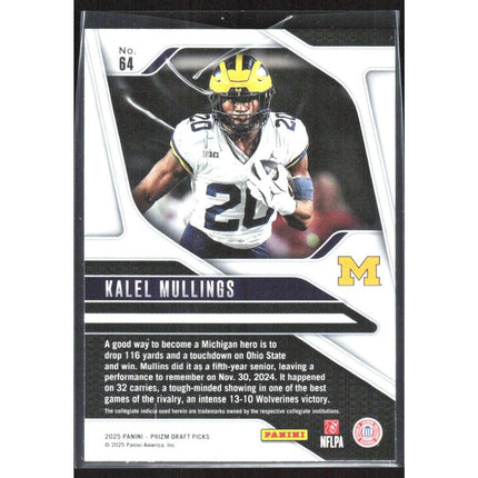 Kalel Mullings 2025 Panini Prizm Draft Picks #64 Michigan Wolverines