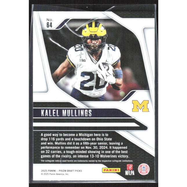 Kalel Mullings 2025 Panini Prizm Draft Picks #64 Michigan Wolverines