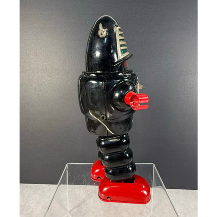 Tin Toys Planet Robot Black Wind-Up Schylling HAHA Toys — Working!