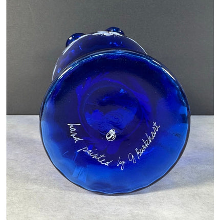 Fenton Cobalt Blue 9" Vase – Signed G. Burkhart